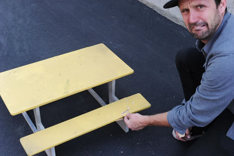 Schaefer ollied it but not before breaking it.  Oops, sorry Koston!<!-- A California Work and Play Day -->
