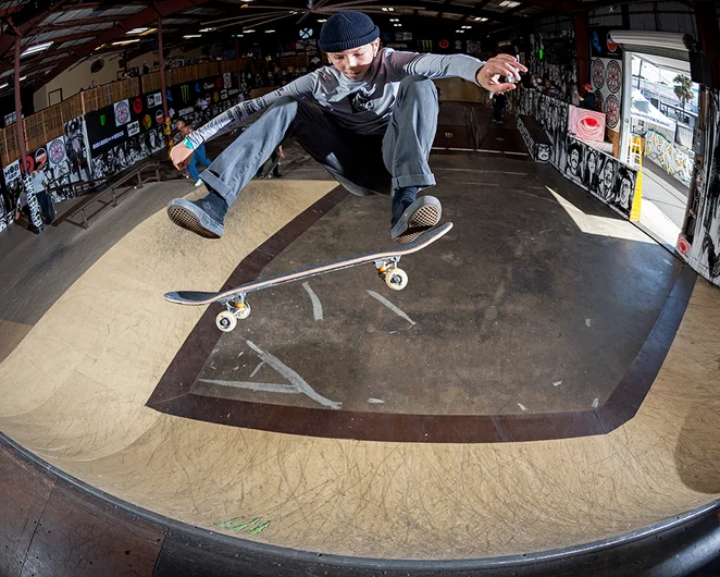 <!--am18practice-->

I think this Quarter Pipe has seen more than a few FS Flips in in its time.  Lazer Crawford ads one more to the list.
