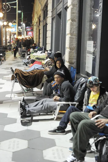 The scene from the back of the line on Friday night.<!-- SPoT 20 Year Nike SB Dunk Low Release -->