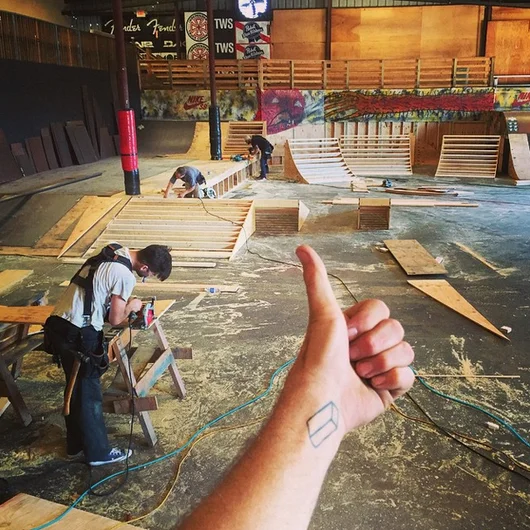 <!--course14-->
Here's an Insta shot by @dailybs of some new tranny finally starting to take shape.  Schaefer approved.  Check back next week and we'll have more photos of the Kiddie Course and completed Pro Course, plus maybe a few surprises.