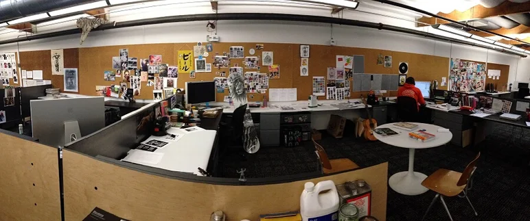 <!-- agendashow2014 -->
Steve Stratton and Marty gave us an exquisite tour of the Volcom headquarters. This is the design office where Apparel coming out in the Spring of 2015 is being created.