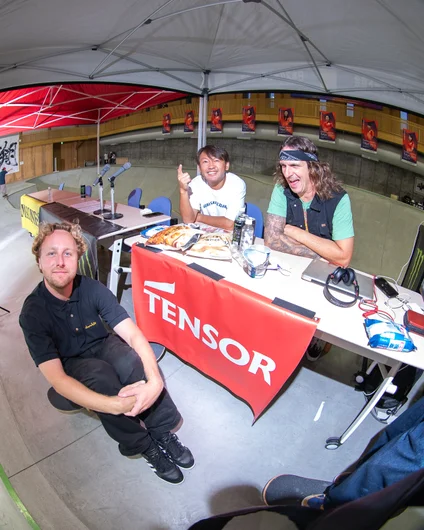 Glancy, Akio, and DJ Wade holding it down at the DJ table. 

<!--damnamjapan2022day1-->