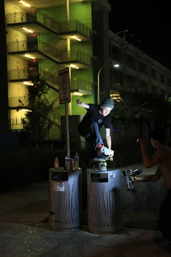 <!--miamitrip16-->

Wes plants one on a garbage can in front of the Marlin's stadium.