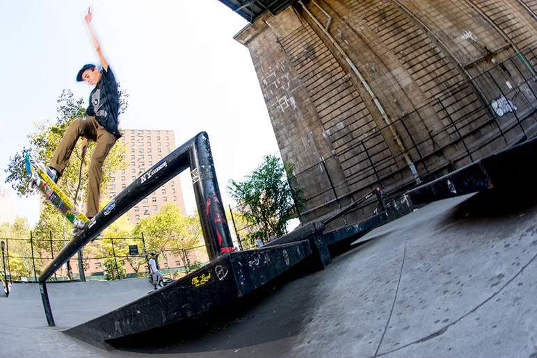 <!--danyc15-->

Alex Midler went full speed on this gap to FS Blunt, but since his growth spurt, he needs to wax things more. More person equals more friction.