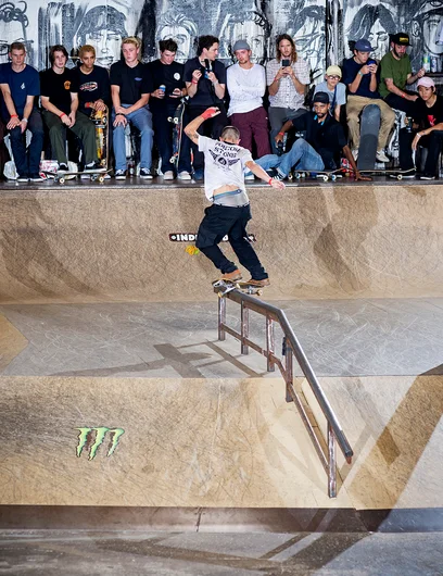 <!--am18finals-->
Board control like no other, Jorge Simões wrangles a Nollie 180 Switch Feeble.
