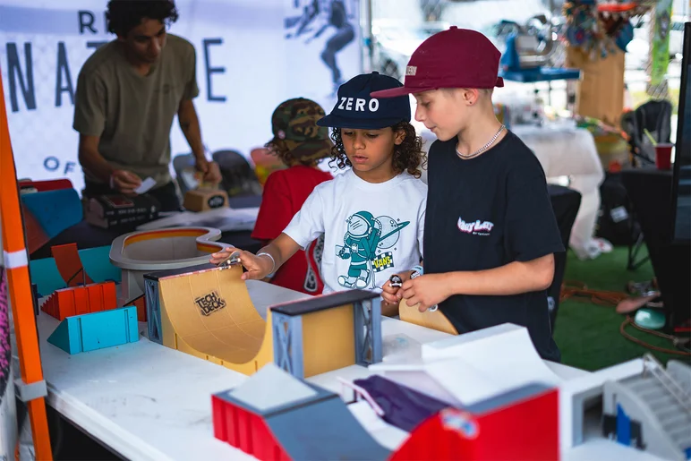 Ride Nature had it going on at their tent. Tech Deck vert ramp was a hit with the kids!

<!--tampapro22qualifiers-->