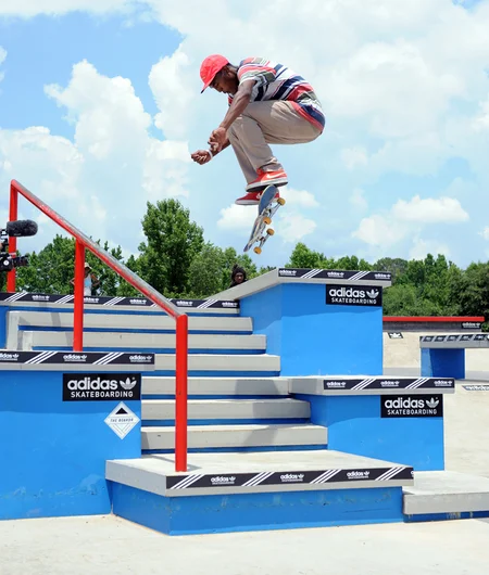 <!--Copa2014-->

If you look closely, you can see that this is Schaefer's deck that James is flipping fakie down the stairs during the finals. James even made a fakie frontside flip first try in the last seconds of the SPoT team final jam on a board that wasn't even his. He killed it.






