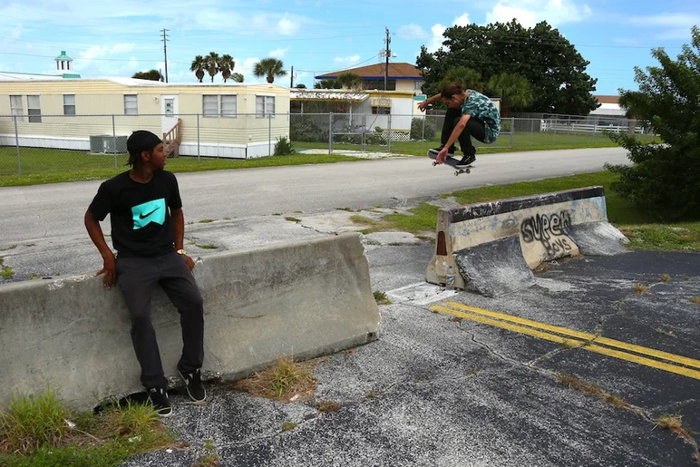 <!-- melbourne2013 -->

Next up, a gnarly DIY barrier. Dylan Perry has no problem blasting over while Markus looks on.