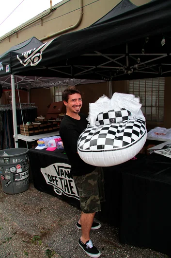 <!--bricks5year-->
Brad from Vans was out here holding down the Vans Tent and giving away goods to the people. 