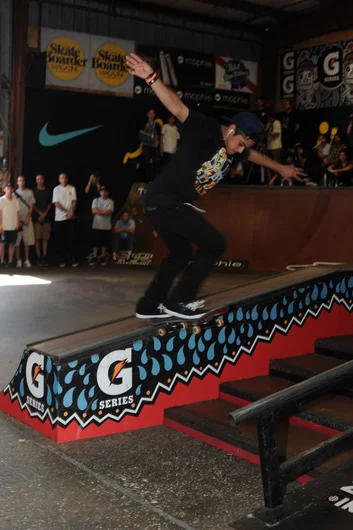 Edgar Barrera made the cut and ended up in 29th in the Semi-Finals.  That’s a nollie backside tailslide.<!-- Tampa Am 2012 Photos -->