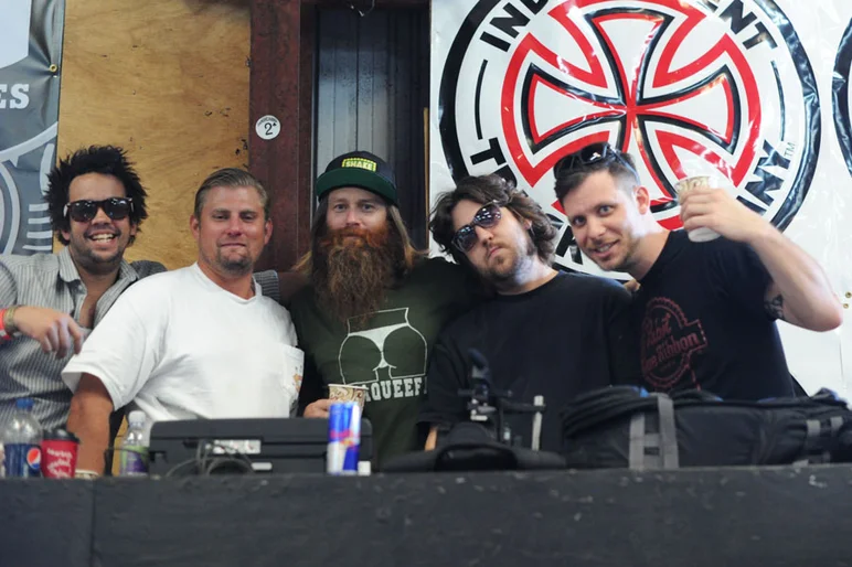 AlBow aka MP3J, Cullen, Big Al, Body, and Seamus letting the free PBR flow.<!-- Clash of the Crews 2013 Presented by Vans -->