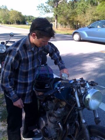 Aaron's bike has a tiny tank