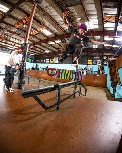 I ran across the Course to shoot this Kickflip Boardslide because look at that grip!

<!--springroll2024-->