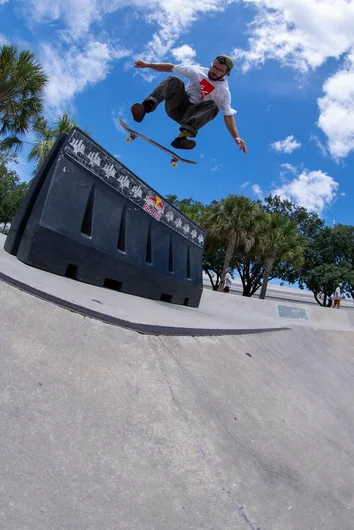 <!--gsd21-->
Tyler Radford stomps a Backside Flip over the barrier.