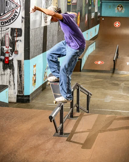 Sarasota's Nathan DiMartino with a Nosegrind off the bump

<!--schoolsoutjam24-->