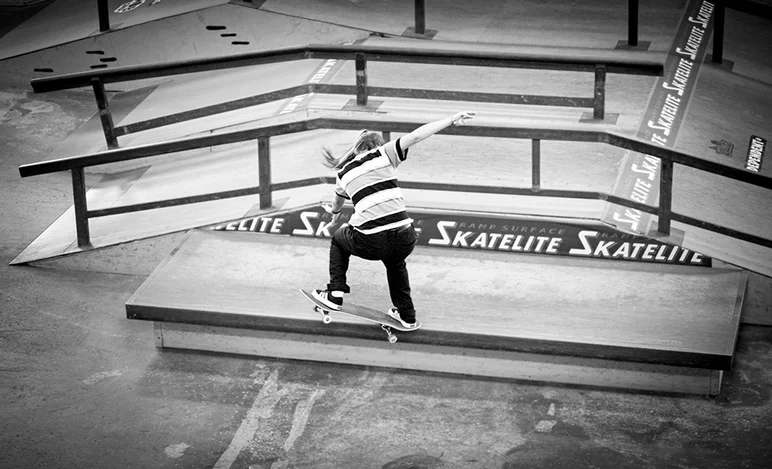 <!--pro20womenquals-->

Monica Torres sets Women’s Practice off with a Frontside Crook.
