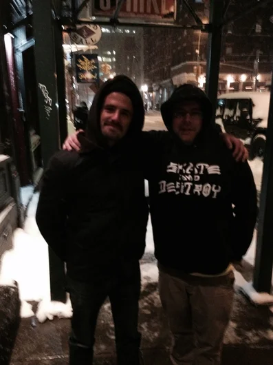 <!-- agendaschaefermikah -->
Our first night in 12 degree weather Ryan Dewitt from Vans delivers great hospitality and one of those NYC accidental run into good friend David Stoddard from Brixton.