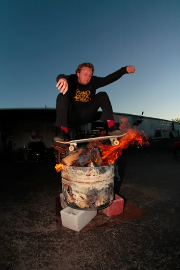 <!--ombj15-->

Derick Glancy went rogue and started Ollieing the fire.