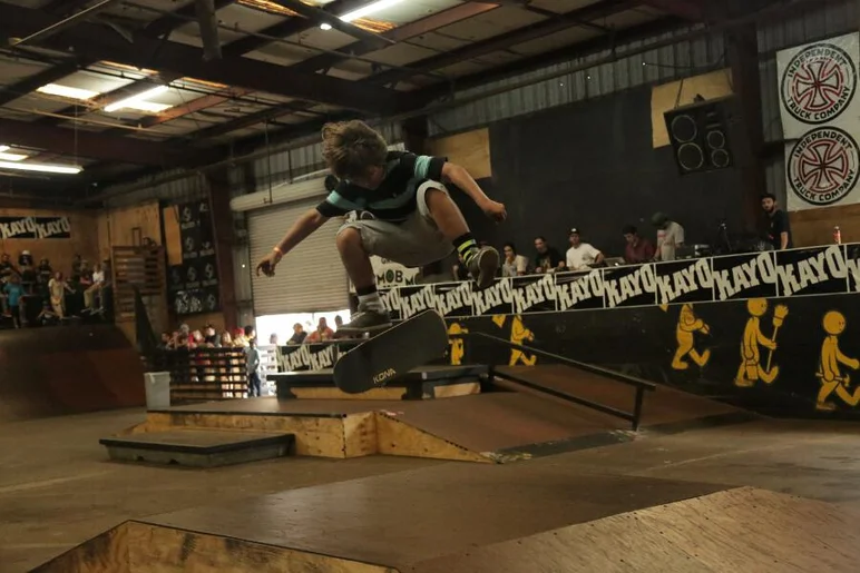 <!-- 2013harvestJam -->

Hal Scarborough with a smooth kickflip repping Kona skate park.