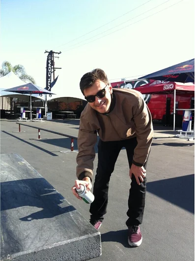 <!-- damnamvolcom14day2 -->

Steve putting the extra slide on the ledge. Keep em slidin' Steve!