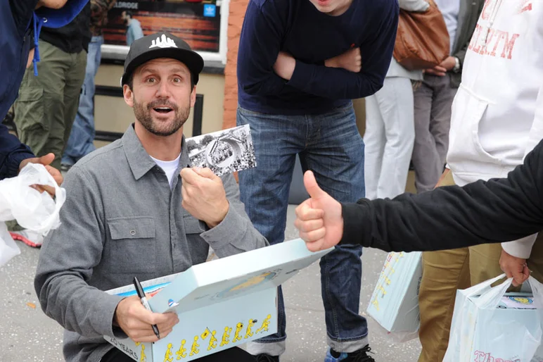 A lot of people who got the loop postcard in their box were getting them signed by Schaefer.  There were 20 different postcards in the boxes, most of which had stamps and the SPoT address on them. Write us a note about the release and drop it in the mail, please!<!-- SPoT 20 Year Nike SB Dunk Low Release -->
