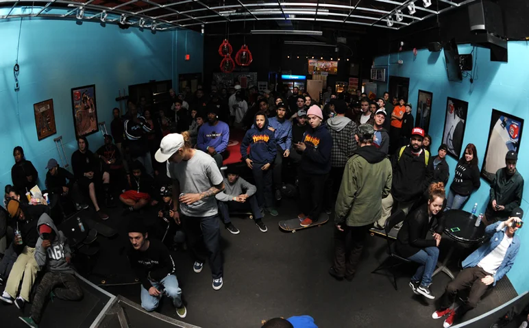 <!--vday16-->
Following the Employee of the Month award, we premiered SPoT employee Tristan Mershon’s full-length local video “Indigo,” which included parts from Nick Zizzo and SPoT team rider Alejandro Burnell, among others. Pick up a copy and support Tristan’s efforts to bring you great skateboarding on film.