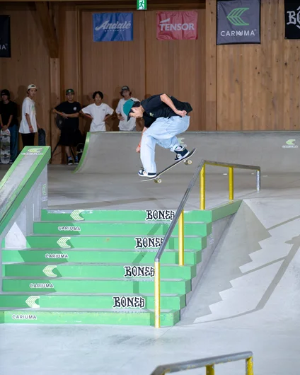 I am allowed to pick favorites because I am not a judge. I think Joetaro was my favorite skater of the week. His kickflip into this backlip was at least 4 feet over the rail before he hit it.

<!--damnamjapan2022finals-->