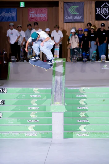 I watched Joetaro learn this right before best trick started. Kickflip crook down the hubba.

<!--damnamjapan2022besttrick-->