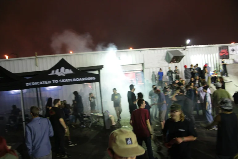 <!--ta14-sn-->
After the courtyard was destroyed and the bands had left the stage an unknown assailant lit off a few fireworks to end the night at the park.