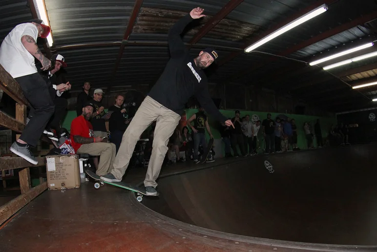 <!--ffombj-->

Kyle Randall took a handful of crazy slams for this Boardslide around the corner. Totally worth it.
