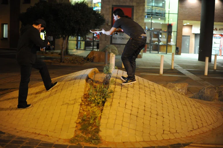 What a day it's been in Kimberley already.  Airplanes, lions, homies, and now out at night to hit up some spots we saw while coming to the hotel today.  Here's Porpe imagining his snap over this rough bump.<!-- South Africa: Johannesburg for a Day and on to Kimberley -->