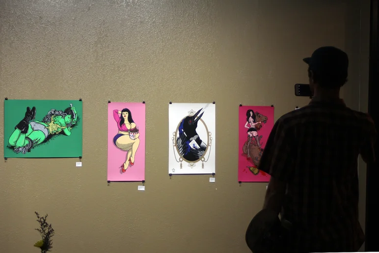 <!--pro17thursnight-->

Todd Bratrud, who did the artwork for Tampa Pro this year, had some pieces on display.