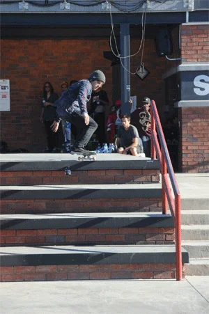 Nick Merlino with a textbook switch flip.<!-- Maloof Money Cup South Africa 2012 -->