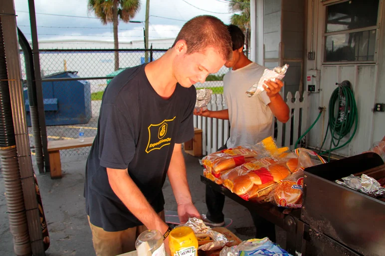 <!--eotmaug-->
Chris Monte came here for the free food.