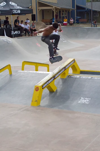 <!--dawwsun-->

Ayy... Corey Millett firing it up with a nollie flip frontside 50-50. 