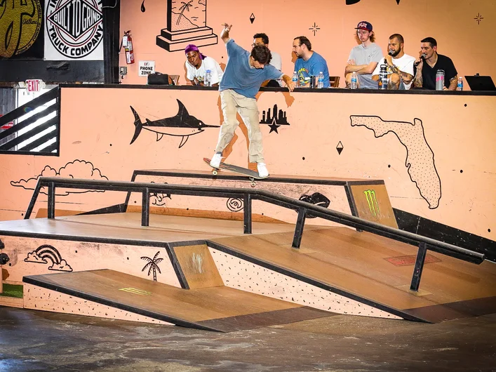 Nathan DiMartino getting up close and personal with a back crook for the judges.

<!--schoolsoutjam2023-->