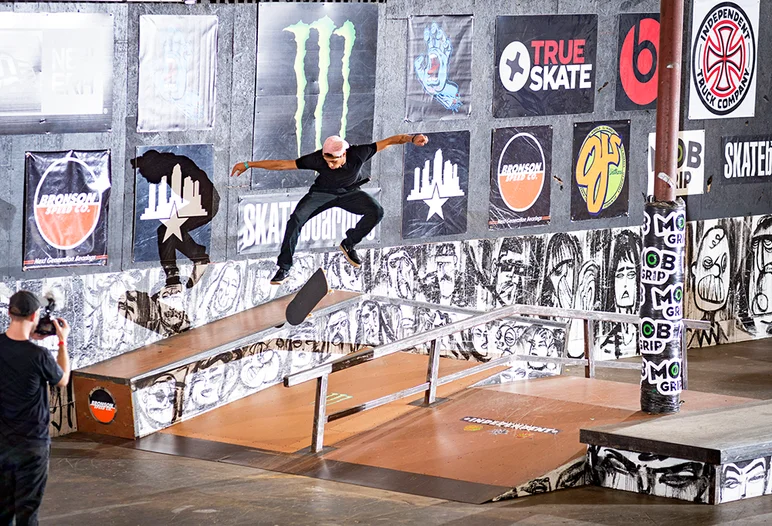 <!--am18finals-->
Brazilian past Damn Am winner Lucas Alves gets a Tre Noseslide during the semi’s.
