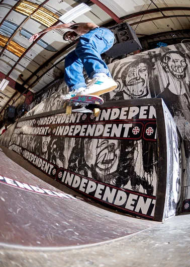 <!--am18practice-->

We use to call it a Benetar Grind, making its way back to just Bennet.  Tre Williams does Backside 180 Switch B/S Smith Grind.
