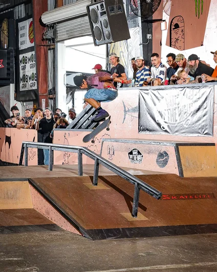 Myles Booker stomped this Back 360 Kickflip perfect and the whole building lost it. First place in Best Trick for showing up!!

<!--clashofthecrews23besttrick-->