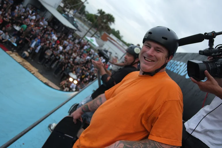 Damn, I didn't get a Jeff Grosso invert photo before it dumped.<!-- Tampa Pro 2013 Thursday and Friday -->