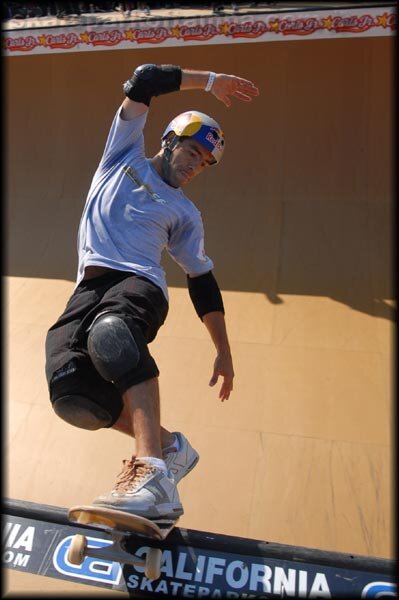 Sandro's frontside boardslides are fast and long