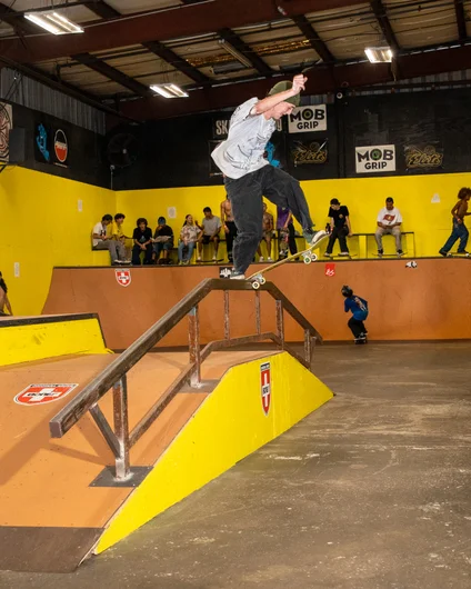 SPoT team rider Peter with a front blunt to flat. We need a picture of Peter doing a Peter blunt.  <!--harvestjam21-->