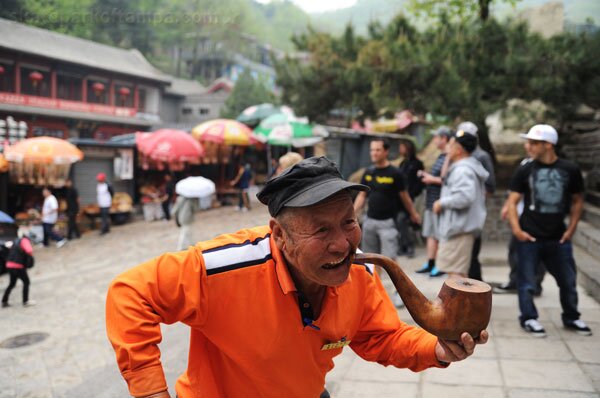 China: A crazy mad Chinaman at the entrance