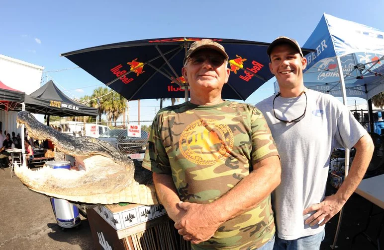 <!-- amdec13sat -->

Frank Branca, SPoT's additional filmer and team manager/ jack of all positions, had his dad, Frank, and brother, Daniel, cook a whole pig and gator tail in the courtyard.