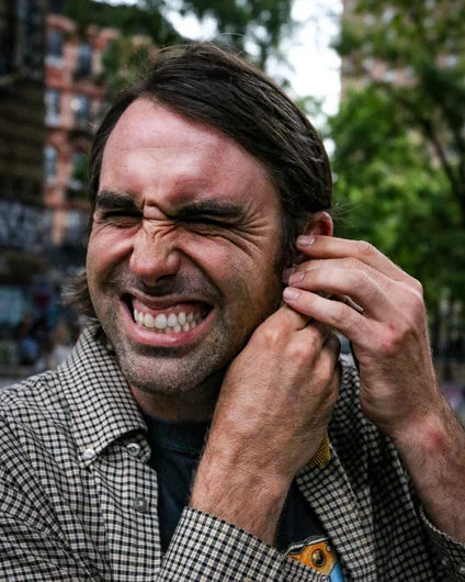 Chris Blake trying to pull his own thoughts out of his skull. Nutty!

<!--damnamnyc23-day1-->