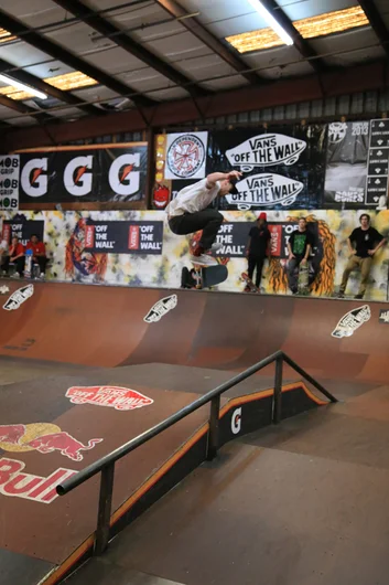 <!--coc2014-->
Brad Cromer from Shred Shed with a head high kickflip.