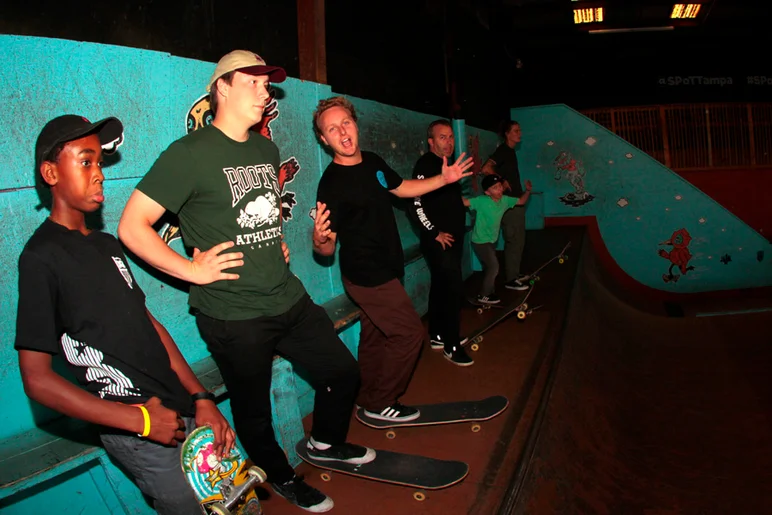 <!--eotmapr16-->
Just like every first Friday of the month, we celebrated our employee party at SPoT, to have some fun and give special recognition to one employee who has killed it harder than anyone. We call it the EOTM Party. This was a good one because as soon as it hit 5pm, everyone piled in and started to skate.