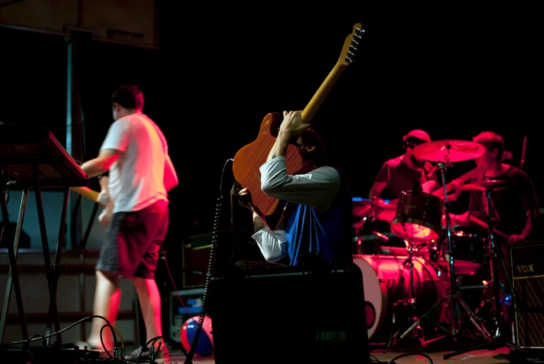 <!--ybor4year-->

Thomas Fekete, guitarist and vocalist of Surfer Blood, employed some crazy playing styles including plucking this guitar solo with his teeth. So rad.









