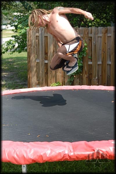 Levi's getting skakka on the trampoline with tuck