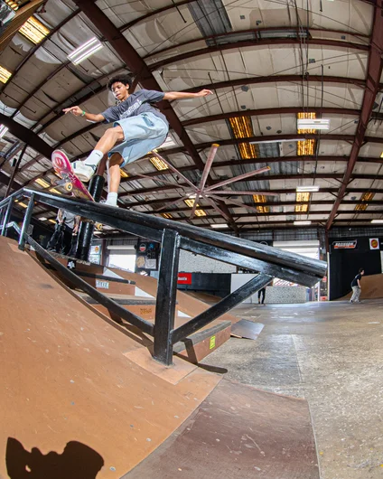 Jordan Clark backs up Frederik with a front board.

<!--harvestjam2022-->